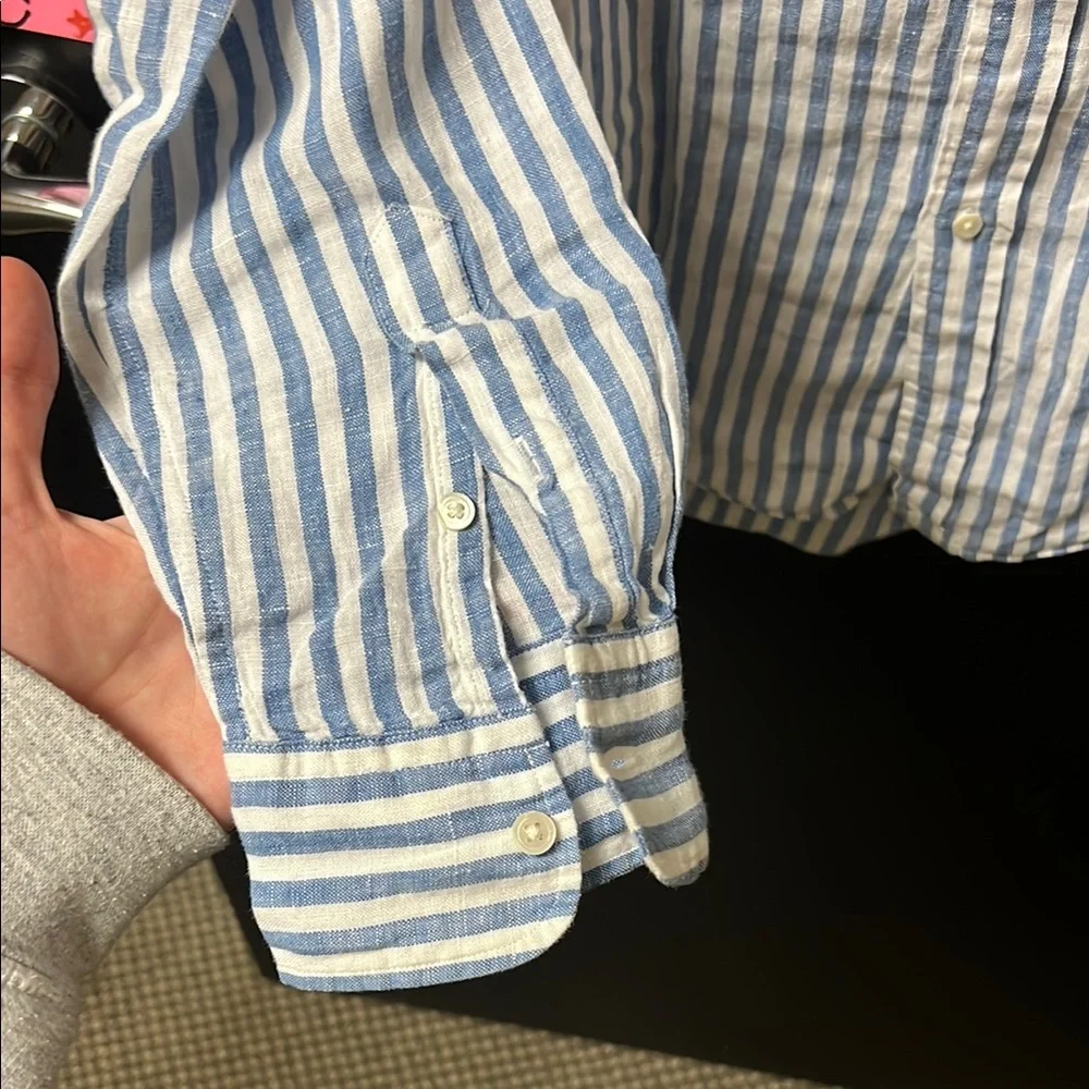 Polo by Ralph Lauren women’s Striped Shirt in Blue and White linen - Picture 2 of 7